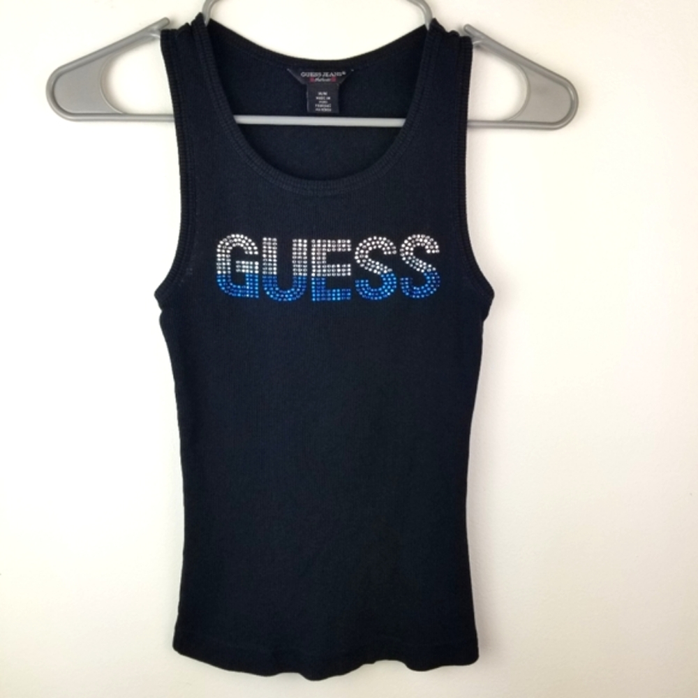 Guess Jeans rhinestone y2k baby tee belly tank top